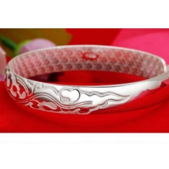 Sterling Silver Bangle Bracelet 925 Sterling Silver Bracelet Bangle Adjustable - Picture 3 of 9